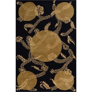 Pemberly Row 2x3 Hand-Tufted Wool Rug with Golden Accents in Black