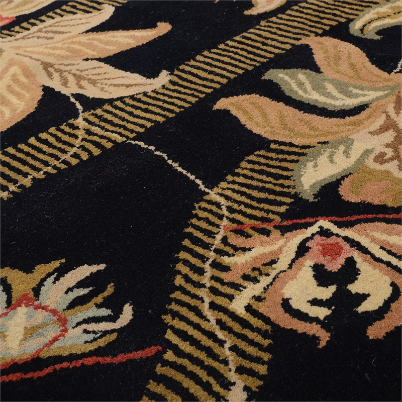 Pemberly Row 2x3 Hand-Tufted Wool Rug with Hand-Tufted Florals in Black