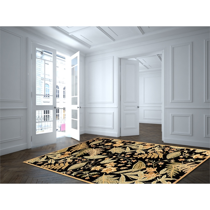Pemberly Row 8x11 Hand-Knotted New Zealand Wool Area Rug in Black