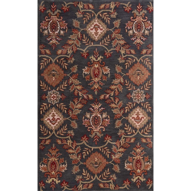 Pemberly Row 5x8 Hand-Tufted NZ Blended Wool Regal Area Rug in Charcoal