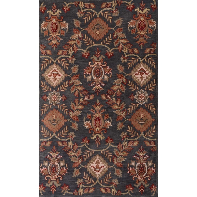 Pemberly Row 8x11 Hand-Tufted NZ Blended Wool Regal Area Rug in Charcoal