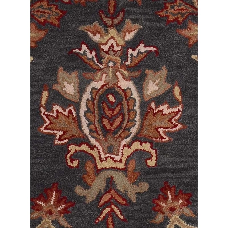 Pemberly Row 6x6 Round Hand-Tufted NZ Blended Wool Area Rug in Charcoal