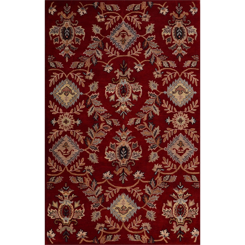 Pemberly Row 8x11 Hand-Tufted NZ Blended Wool Regal Area Rug in Rust Red