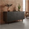 Pemberly Row 64 Inch TV Stand Console with 3-Door Cabinet in Brown and Black