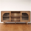 Pemberly Row 64 Inch TV Stand Console with 2 Glass Door Cabinets in Brown