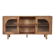 Pemberly Row 64 Inch TV Stand Console with 2 Glass Door Cabinets in Brown