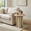 Pemberly Row 17.7 Inch Round Side Table with 3 Pillar Legs in Brown Mango Wood
