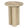 Pemberly Row 17.7 Inch Round Side Table with 3 Pillar Legs in Brown Mango Wood