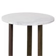 Pemberly Row 20 Inch Round Side End Table with White Marble Top in Brown