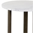 Pemberly Row 20 Inch Round Side End Table with White Marble Top in Brown