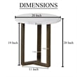 Pemberly Row 20 Inch Round Side End Table with White Marble Top in Brown