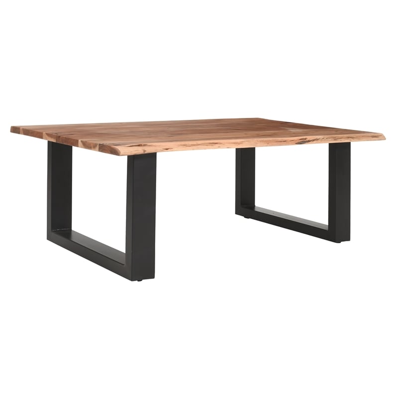 Pemberly Row 45 Inch Acacia Rectangular Coffee Table with Live Edge