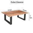 Pemberly Row 45 Inch Acacia Rectangular Coffee Table with Live Edge