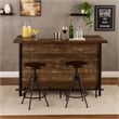 Pemberly Row 71 Inch Rectangular Home Bar Serving Unit with Storage in Brown
