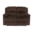 Pemberly Row Pine Wood Reclining Loveseat with Padded Suede in Brown