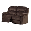 Pemberly Row Pine Wood Reclining Loveseat with Padded Suede in Brown