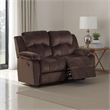 Pemberly Row Pine Wood Reclining Loveseat with Padded Suede in Brown