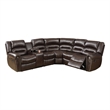 Pemberly Row Bonded Leather 3 Piece Reclining Sectional with Console in Brown