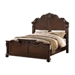 Pemberly Row Carved Eastern King Wooden Bed in Dark Walnut Veneer Finish