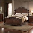 Pemberly Row Carved Eastern King Wooden Bed in Dark Walnut Veneer Finish