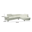 Pemberly Row Faux Leather 2 Piece Sectional with Adjustable Back in White