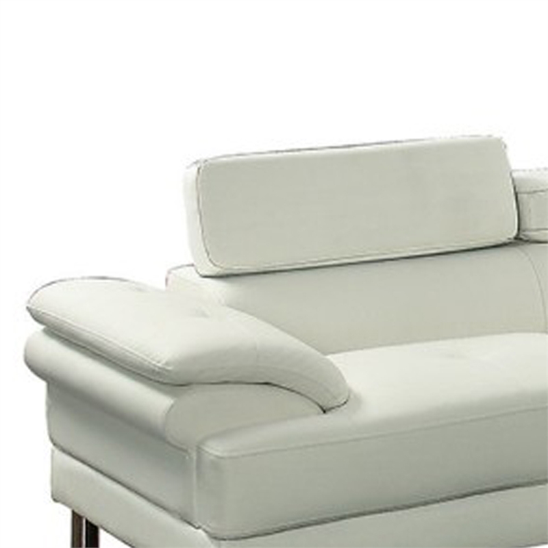 Pemberly Row Faux Leather 2 Piece Sectional with Adjustable Back in White