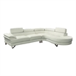 Pemberly Row Faux Leather 2 Piece Sectional with Adjustable Back in White
