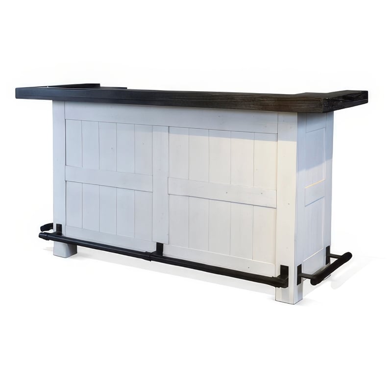 Pemberly Row 78 Inch Freestanding Home Bar Counter with Storage in White
