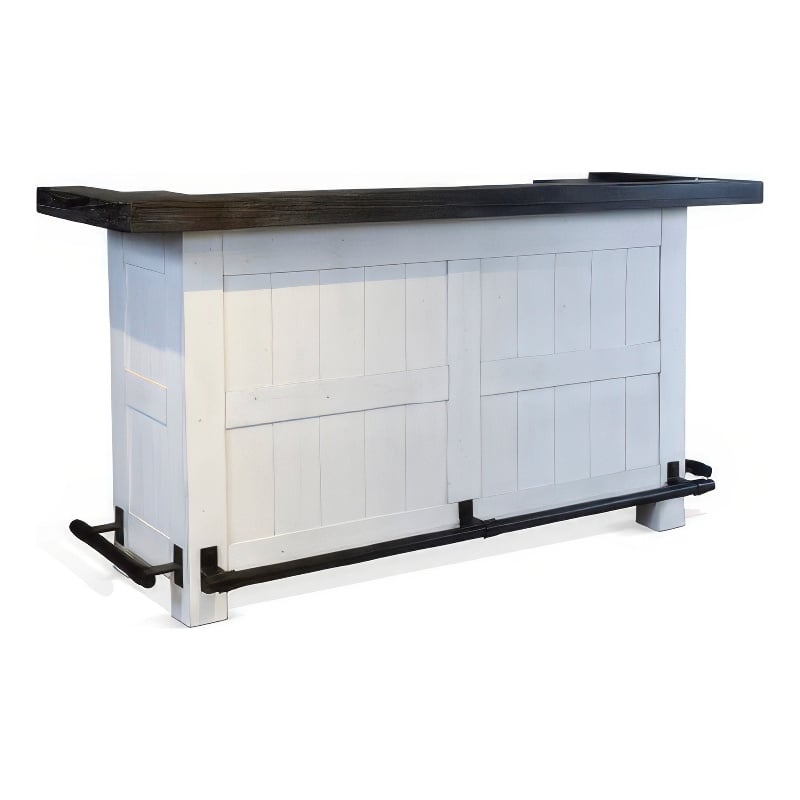 Pemberly Row 78 Inch Freestanding Home Bar Counter with Storage in White