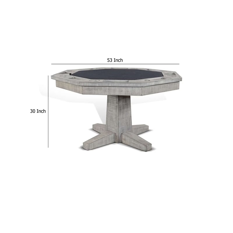 Pemberly Row 53 Inch Game Table with Reversible Dining Top in Gray