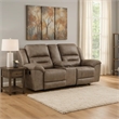 Pemberly Row 81 Inch Dual Manual Recliner Loveseat in Brown Microfiber