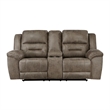 Pemberly Row 81 Inch Dual Manual Recliner Loveseat in Brown Microfiber