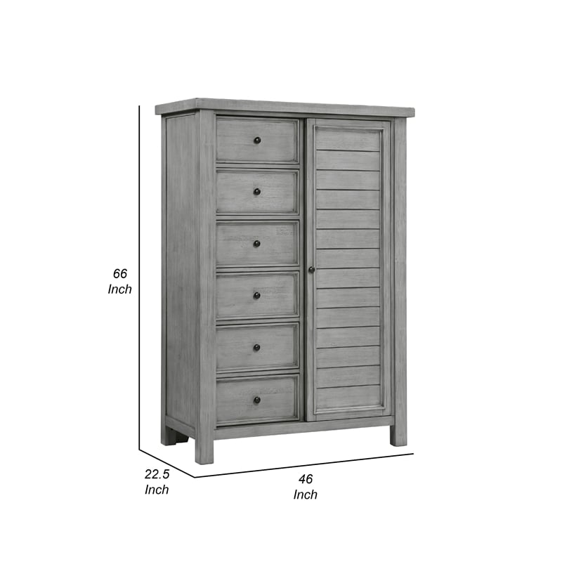 Pemberly Row Wardrobe Chest with 8 Drawers and Side Cabinet in Antique Gray