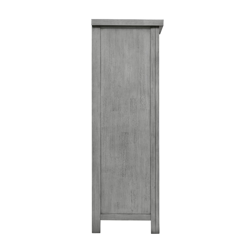 Pemberly Row Wardrobe Chest with 8 Drawers and Side Cabinet in Antique Gray