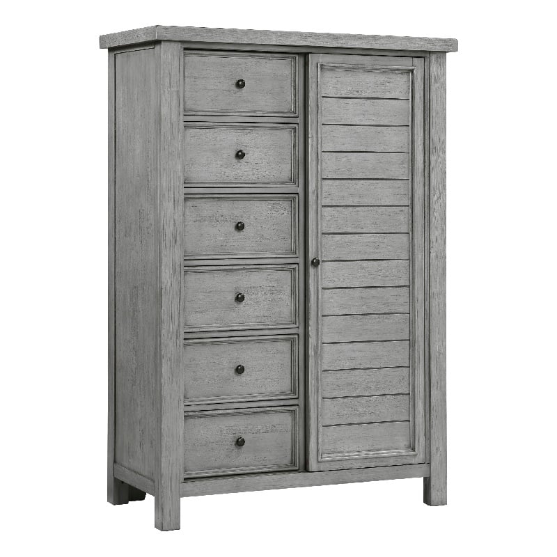 Pemberly Row Wardrobe Chest with 8 Drawers and Side Cabinet in Antique Gray
