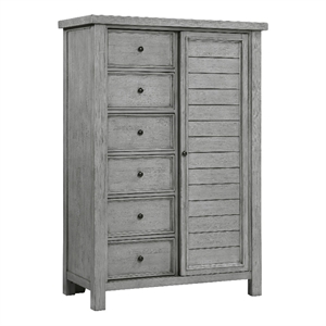 Pemberly Row Wardrobe Chest with 8 Drawers and Side Cabinet in Antique Gray