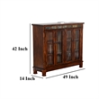 Pemberly Row Bookcase Cabinet with 4 Beehive Glass Doors in Dark Brown