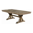 Pemberly Row Wooden Dining Table with Trestle Base and Expandable Leaf in Brown