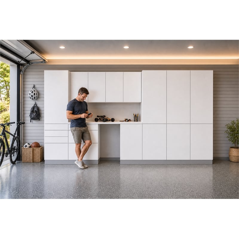 Pemberly Row 9-Piece 14 ft. Garage Command Center Set in White