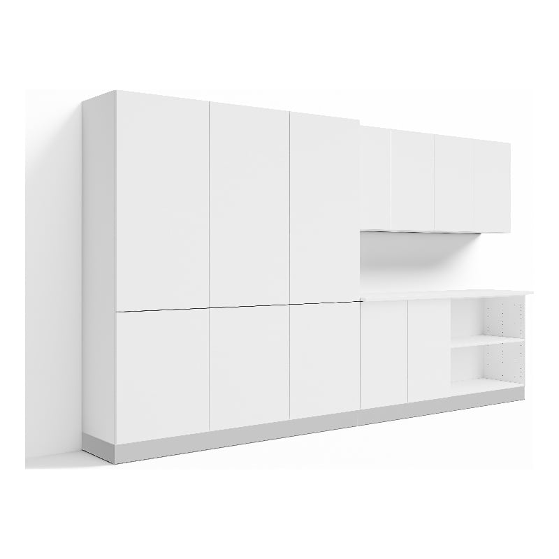 Pemberly Row 8-Pc 12 ft. Mudroom Entryway Storage Set w/ Triple Lockers in White