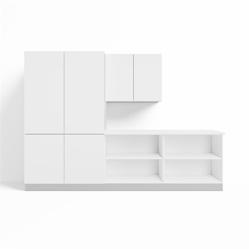 Pemberly Row 6-Piece 10 ft. Mudroom Storage Set w/Dual Lockers in White