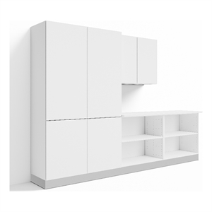 Pemberly Row 6-Piece 10 ft. Mudroom Storage Set w/Dual Lockers in White