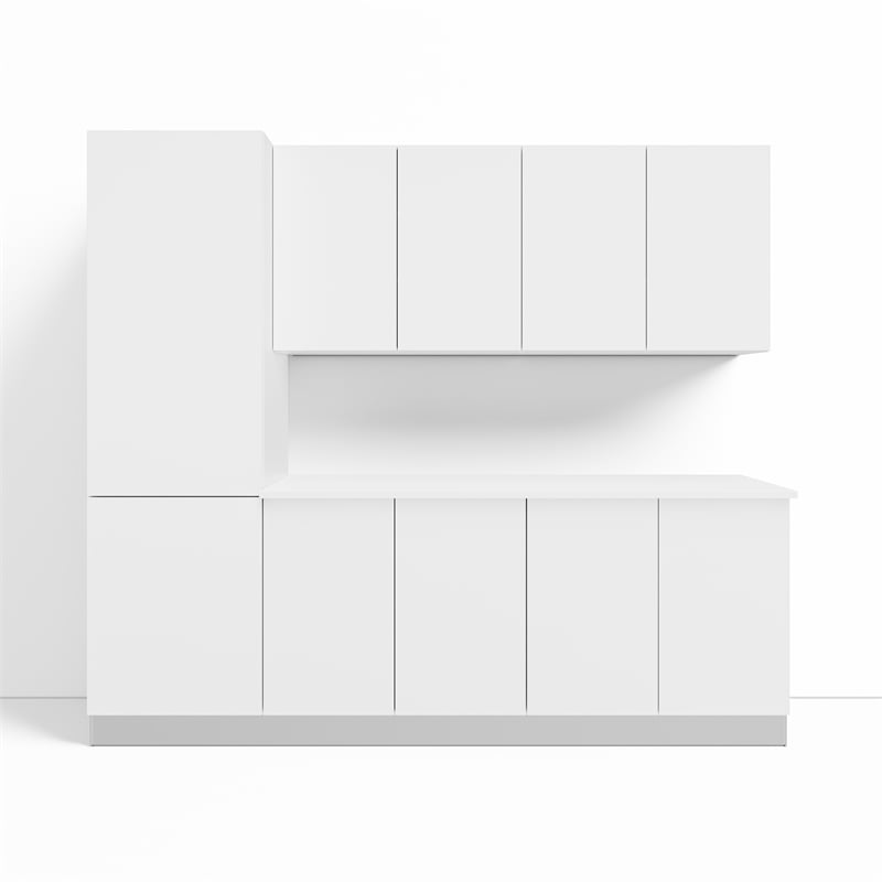 Pemberly Row 6-Piece 8 ft. Garage Storage Set w/ Core Kit & Tall Locker in White