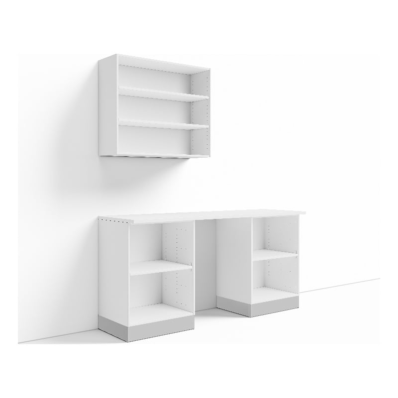 Pemberly Row 4-Piece 6 ft. Craft Bench & Garage Workstation Set in White