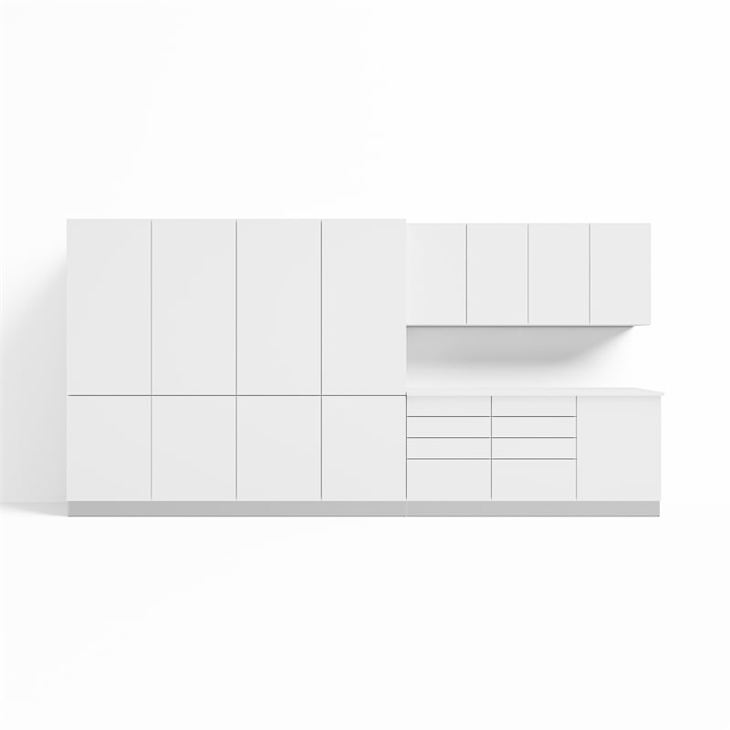 Pemberly Row Contemporary 10-Piece 15 ft. Garage Storage System in White