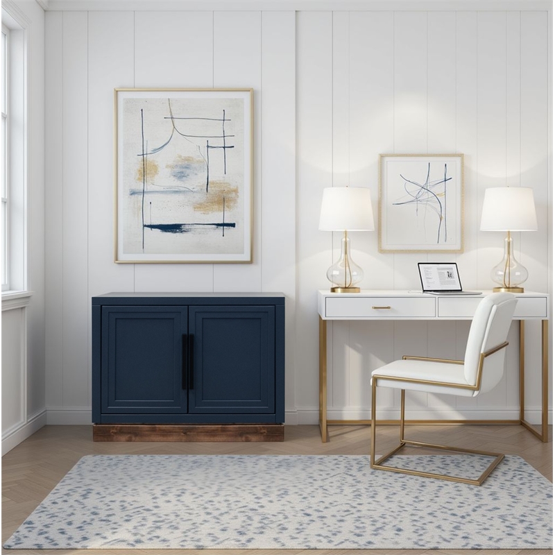 Pemberly Row Two-Door Storage Cabinet with Painted Finish in Blue