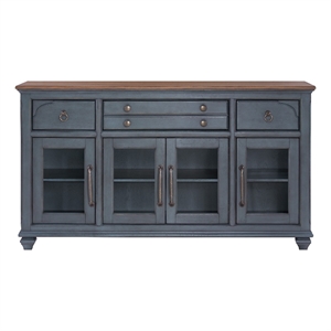 Pemberly Row 66&quot Farmhouse Sideboard Server with Storage in Blue
