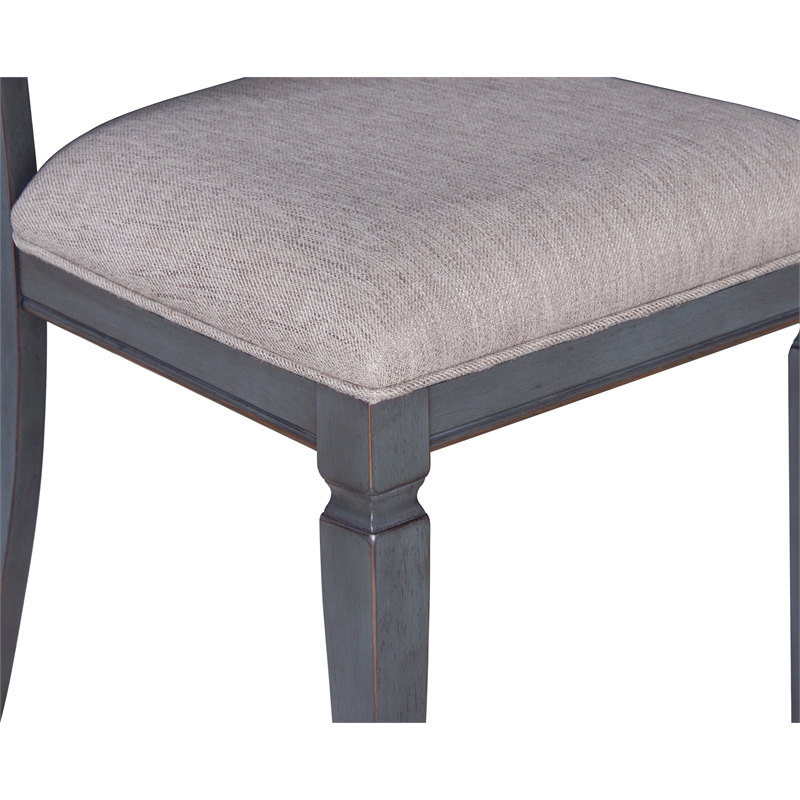Pemberly Row Slat Back Dining Chair in Corduroy Blue (Set of 2)