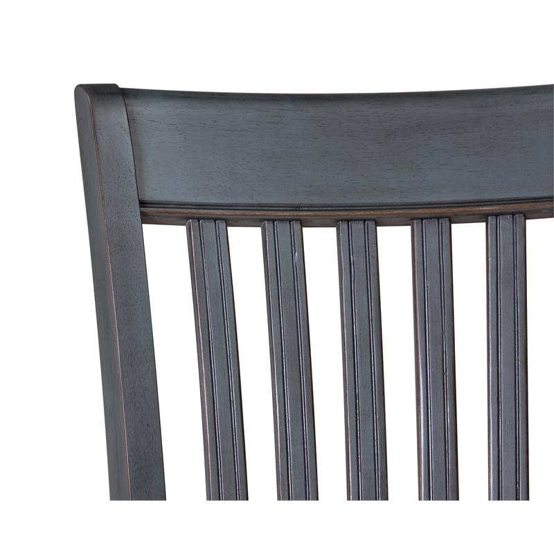 Pemberly Row Slat Back Dining Chair in Corduroy Blue (Set of 2)