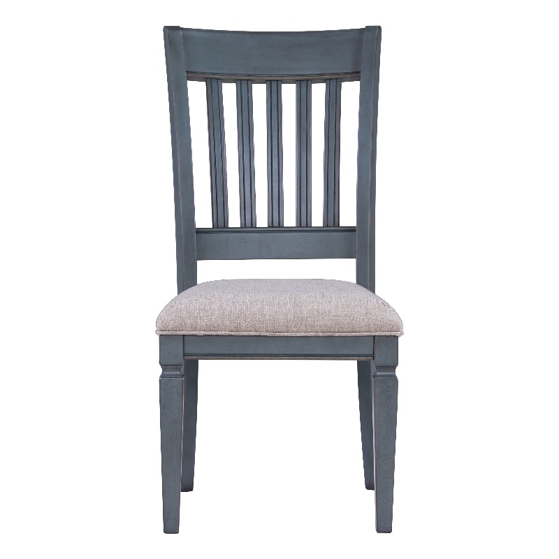 Pemberly Row Slat Back Dining Chair in Corduroy Blue (Set of 2)